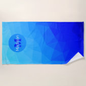 Blaues Meergeometrie-Maschenmuster Monogram Strandtuch (Vorderseite)