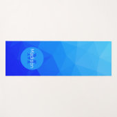 Blaues Meergeometrie-Maschenmuster Monogram Yogamatte (Vorderseite (Horizontal))