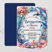 Blaues Meerjungfisch Geburtstag (Vorne/Hinten)