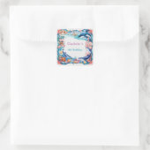 Blaues Meerjungfisch Geburtstag Quadratischer Aufkleber (Tasche)