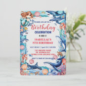 Blaues Meerjungfisch Geburtstag Save The Date (Stehend Vorderseite)