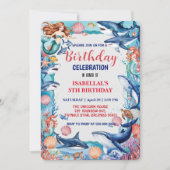 Blaues Meerjungfisch Geburtstag Save The Date (Vorderseite)