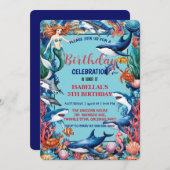 Blaues Meerjungfisch Geburtstag Save The Date (Vorne/Hinten)