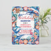 Blaues Meerjungfisch Geburtstag Save The Date (Stehend Vorderseite)