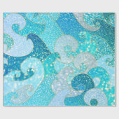 Blaues Meerjungfrau-Imitat-Glitzer Meeraquamariner Geschenkpapier (Flach)