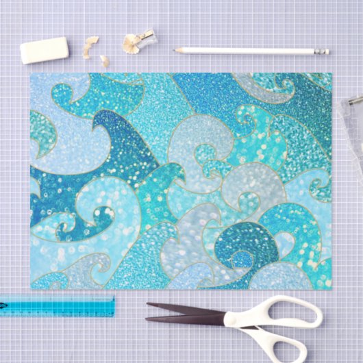 Blaues Meerjungfrau-Imitat-Glitzer Meeraquamariner Seidenpapier (Handwerk)