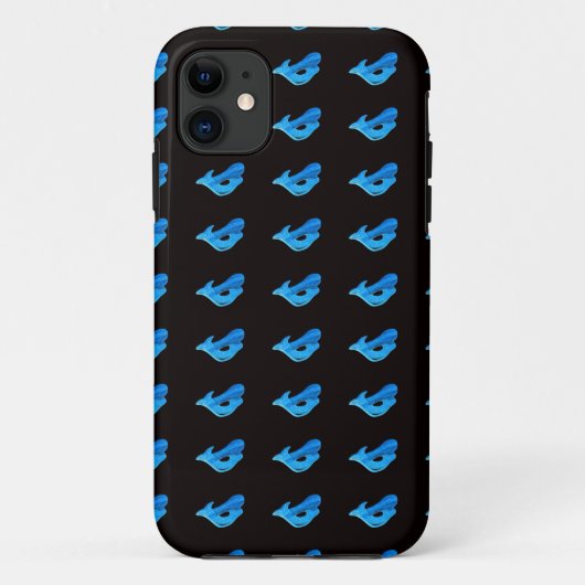 blaues Meerjungmuster auf schwarzem Fall Case-Mate iPhone Hülle (Rückseite)