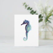 Blaues Meerpferd Design nautische ozeanische Seepf Postkarte (Stehend Vorderseite)