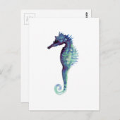 Blaues Meerpferd Design nautische ozeanische Seepf Postkarte (Vorne/Hinten)