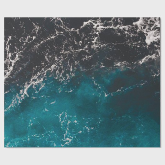Blaues Meerwasser aus schwarzem Marmor Geschenkpapier (Flach)