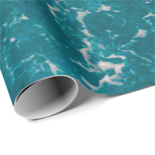 Blaues Meerwasser aus schwarzem Marmor Geschenkpapier (Rolleneckpunkt)
