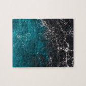 Blaues Meerwasser aus schwarzem Marmor Puzzle (Horizontal)