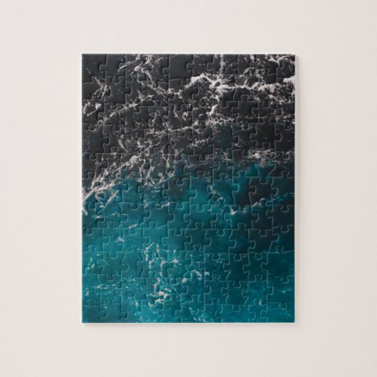 Blaues Meerwasser aus schwarzem Marmor Puzzle (Vertikal)
