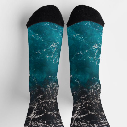 Blaues Meerwasser aus schwarzem Marmor Socken (Oben)