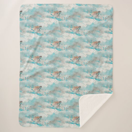 Blaues Meerwasser-Meeresschildkrötenmuster Sherpadecke (Vorderseite)