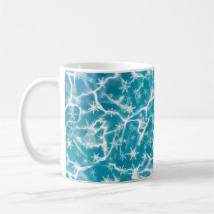 Blaues Meerwasser mit Schneeflocken Kaffeetasse