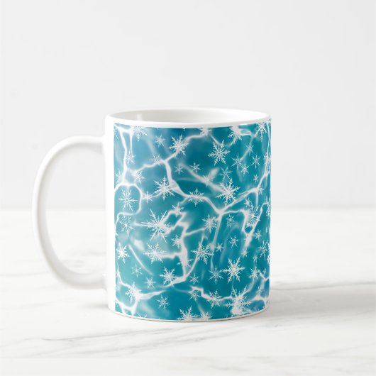Blaues Meerwasser mit Schneeflocken Kaffeetasse (Links)