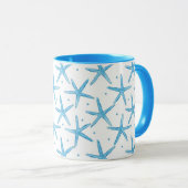 Blaues Meerwassermuster Tasse (VorderseiteRechts)