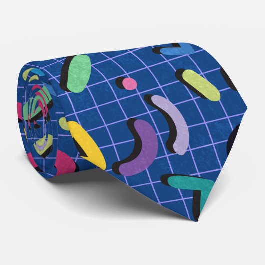 Blaues Memphis-Muster Krawatte (Gerollt)