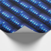 Blaues Menorah Chanukka Packpapier (Ecke)