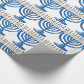 Blaues Menorah Chanukka Packpapier (Ecke)