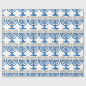 Blaues Menorah Chanukka Packpapier (Flach)