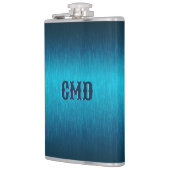 Blaues Metall gebürstetes Aluminium-Look Flachmann (Links)