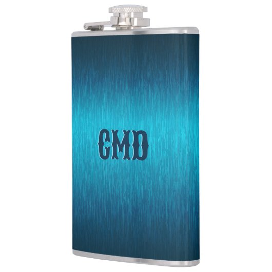 Blaues Metall gebürstetes Aluminium-Look Flachmann (Links)