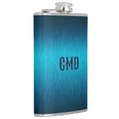 Blaues Metall gebürstetes Aluminium-Look Flachmann (Rechts)