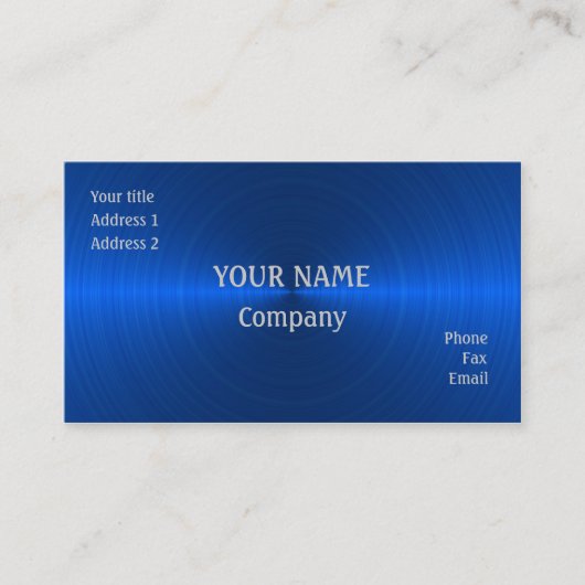 Blaues Metall Visitenkarte (Vorderseite)