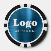 Blaues Metallic-Design mit individuellem Firmenlog Pokerchips (Vorderseite)