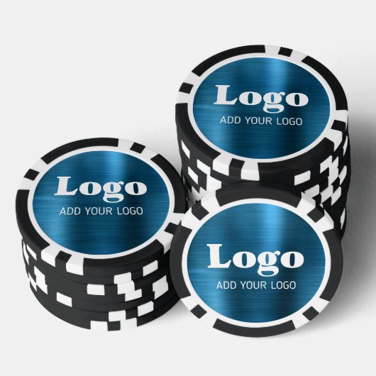 Blaues Metallic-Design mit individuellem Firmenlog Pokerchips (Stapel)