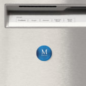 blaues metallisches abstrakt glänzendes Monogramm Magnet (In Situ (Geschirrspüler))