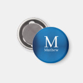 blaues metallisches abstrakt glänzendes Monogramm Magnet (Vorderseite/Rückseite)