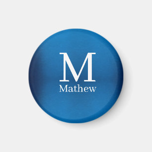 blaues metallisches abstrakt glänzendes Monogramm Magnet