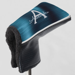 Blaues metallisches Folien-Monogramm addieren Golf Headcover