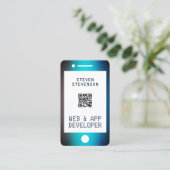 Blaues metallisches modernen smartphone Blickes Visitenkarte (Stehend Vorderseite)