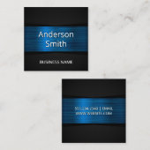 Blaues Metallisches Schwarzes Mesh Muster Quadratische Visitenkarte (Vorne/Hinten)