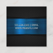 Blaues Metallisches Schwarzes Mesh Muster Quadratische Visitenkarte (Rückseite)