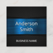 Blaues Metallisches Schwarzes Mesh Muster Quadratische Visitenkarte (Vorderseite)