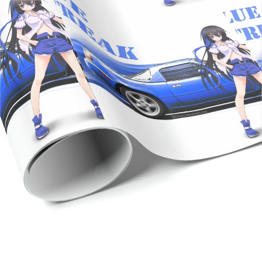 Blaues Miata - mit Animemädchen Geschenkpapier (Rolleneckpunkt)