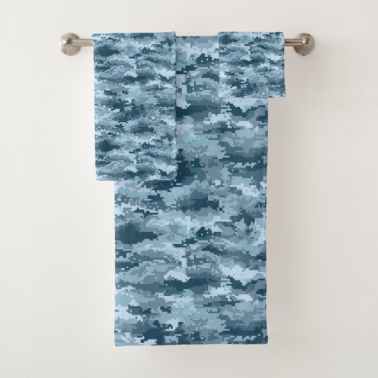 Blaues militärisches pixeliges Tarnmuster Badhandtuch Set (Insitu)