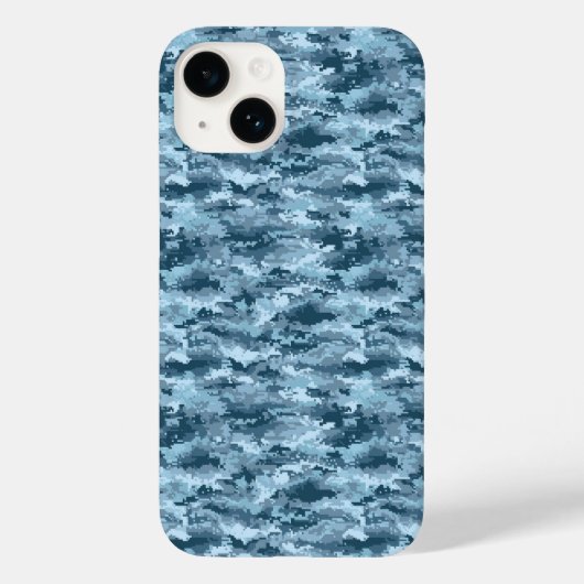 Blaues militärisches pixeliges Tarnmuster Case-Mate iPhone Hülle (Rückseite)