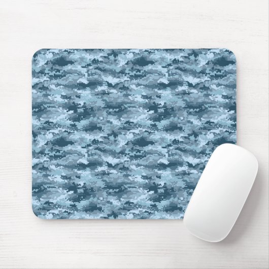 Blaues militärisches pixeliges Tarnmuster Mousepad (Mit Mouse)