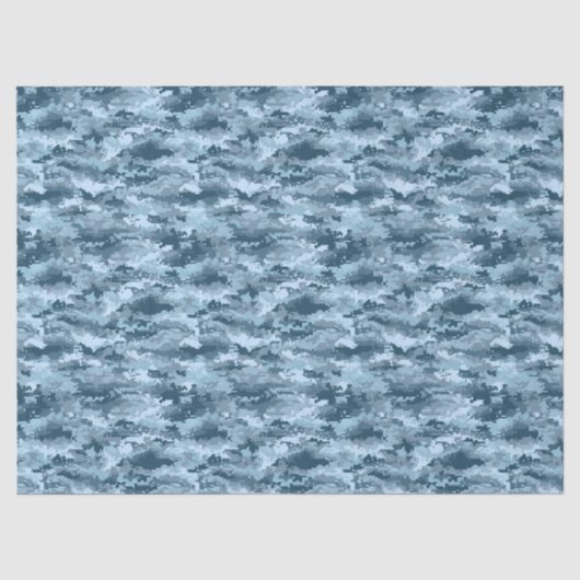 Blaues militärisches pixeliges Tarnmuster Seidenpapier (Vorderseite)