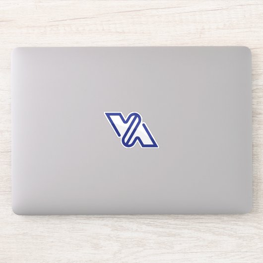 Blaues Minimal Buchstabe VA Klassisch  Aufkleber (Computer)