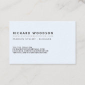 Blaues Minimalistisches klassisches berufliches Visitenkarte (Rückseite)