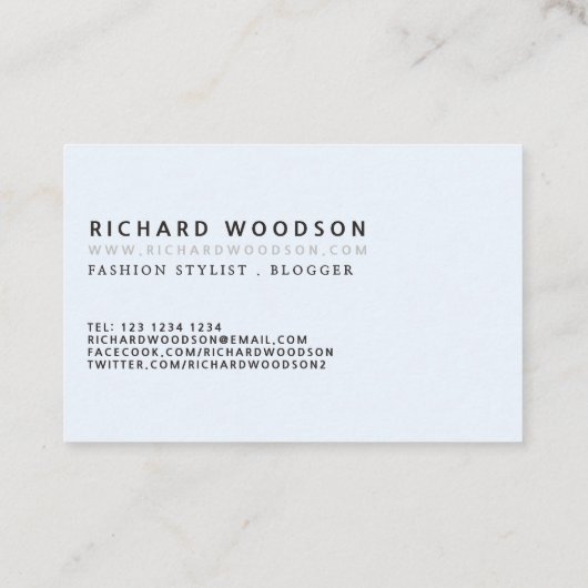 Blaues Minimalistisches klassisches berufliches Visitenkarte (Rückseite)