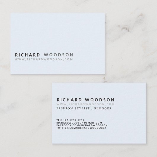 Blaues Minimalistisches klassisches berufliches Visitenkarte (Vorne/Hinten)