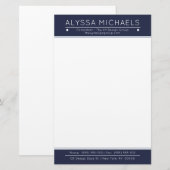 Blaues Minimalistisches modernes Unisexberufliches Briefpapier (Vorne/Hinten)